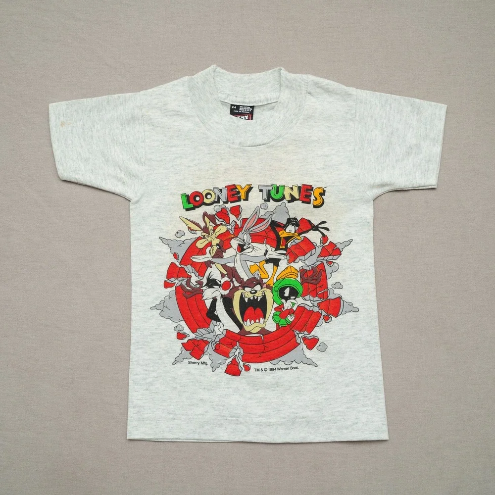 DS VTG 90s Looney Tunes Breakthrough Double Sided Full Cast Youth T Shirt FOTL